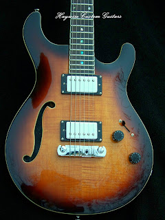 image Haywire Custom Guitars F-335 Semi Hollw guitar with pole piece under each string