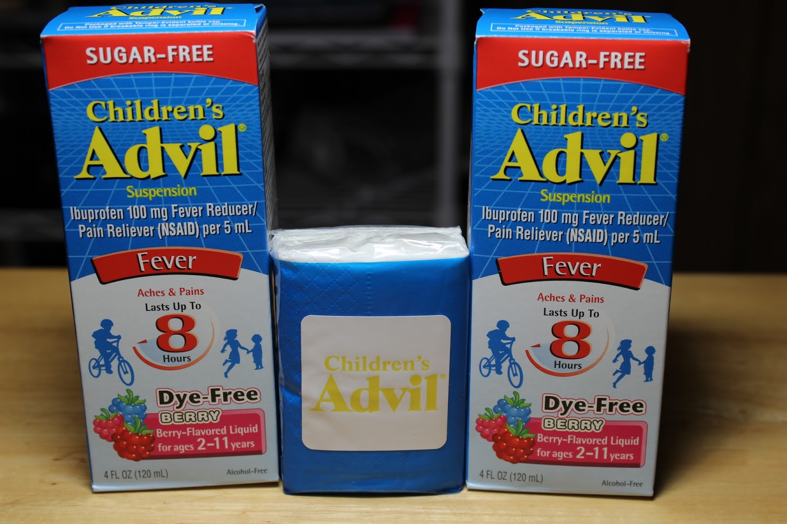 AuttyW Children's Advil Suspension Fever SugarFree and DyeFree Berry