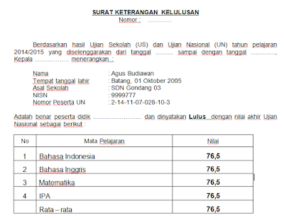 Ini Surat Contoh Surat Keterangan Lulus Sma 2018