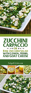 Raw Zucchini Salad with Lemon, Herbs, and Goat Cheese found on KalynsKitchen.com