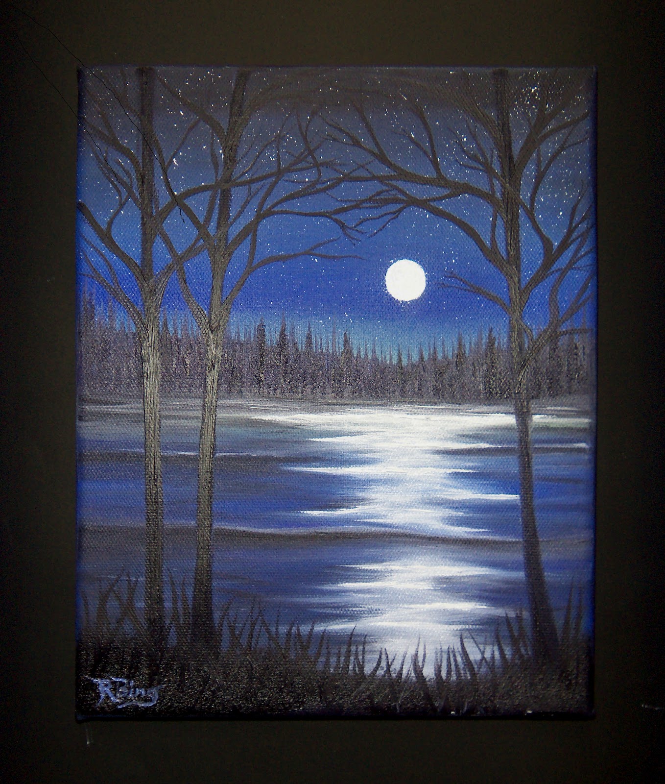 Bing Art By Rachel Bingaman Black And Blue Night Landscape Textured Canvas 8 X 10 Midnight Iv