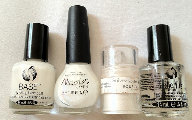 seche base, seche vite, base coat, top coat, ridge filler, anti-chip top coat, opi, o.p.i., nicole by opi, kardashian kolor, its all about the glam swatch, opi swatches, bourjois, bourjois eye shadow, dazzle dusts, eye dusts