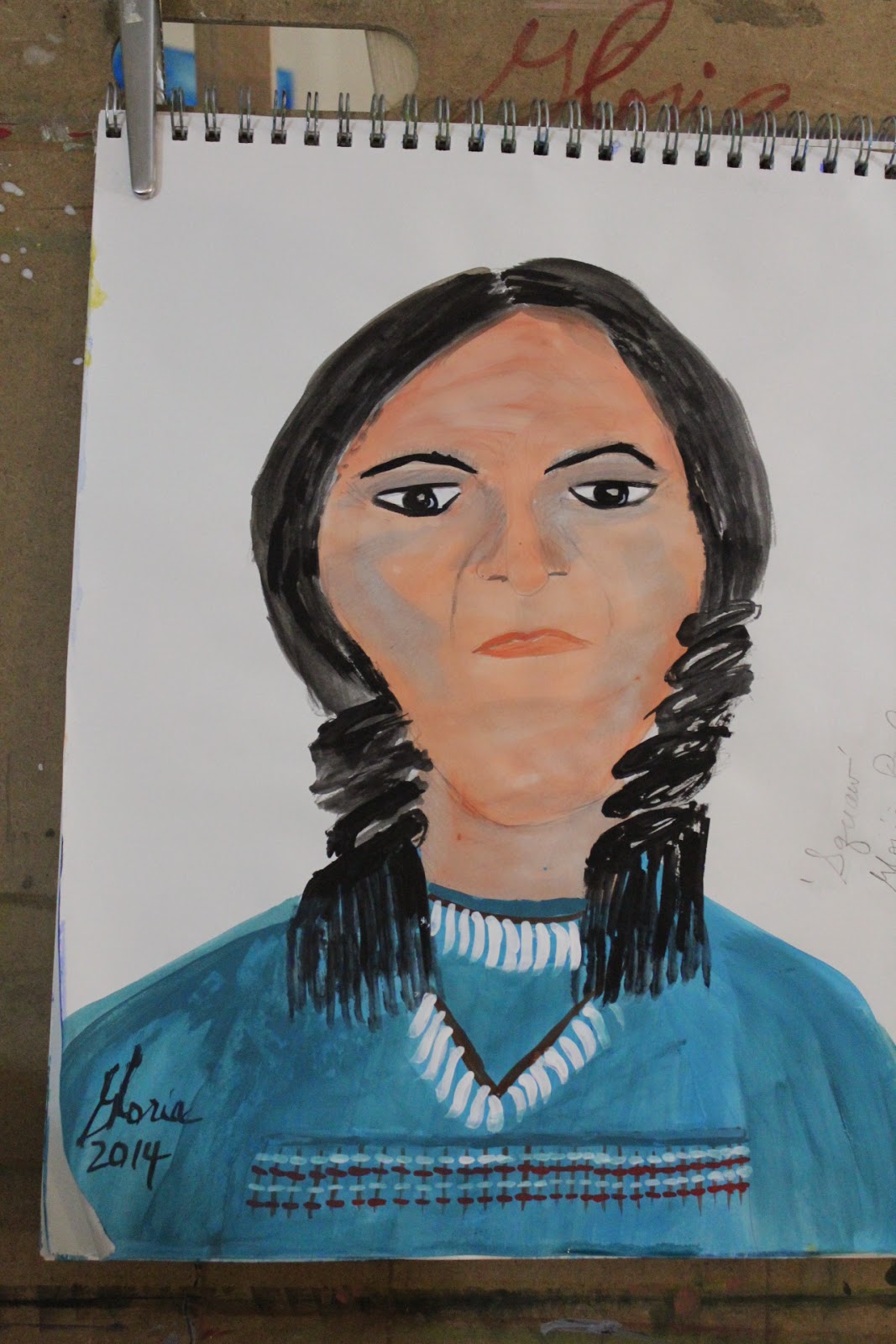Squaw repainted sketch by Gloria Poole of Missouri 23-May 2014 Squaw repainted by Gloria Poole of Missouri 23-May-2014