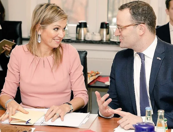 Queen Maxima wore Natan Dress and Coat, Steltman Jewelry gold diamond earrings Steltman Jewelry Store