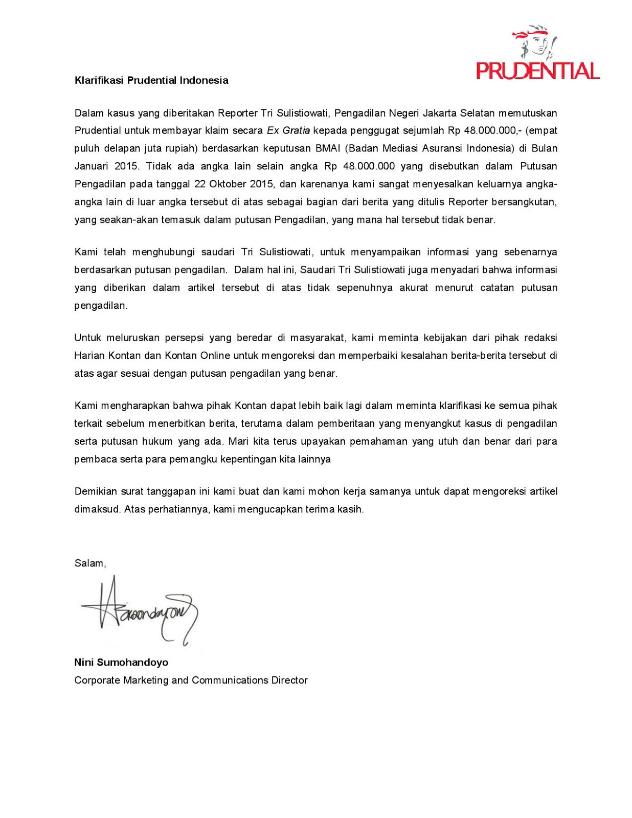 Faiz Reynaldiswandi Analisis Kasus Wanprestasi Pt Prudential