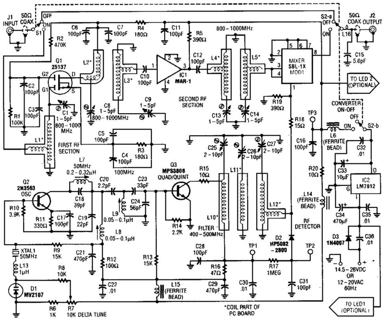 800 To 1000Mhz Scanner Converter Circuit Diagram