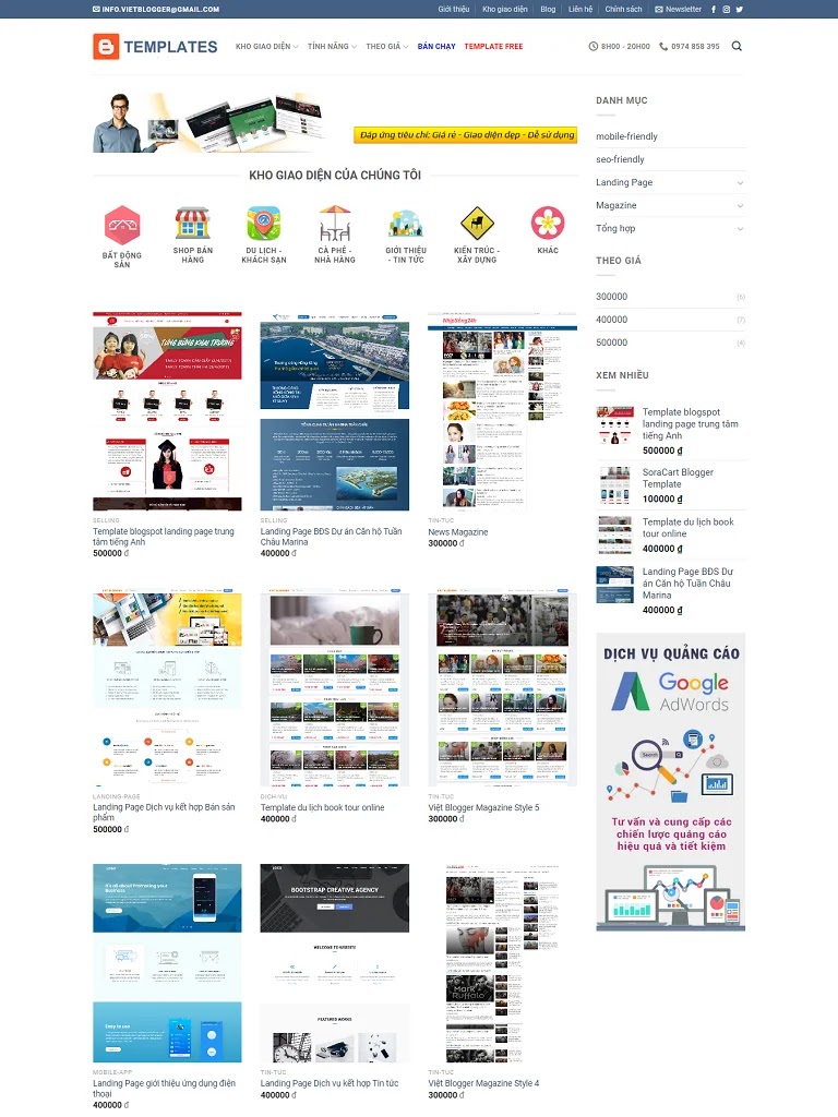 Flatsome Blogger Template dịch vụ bán giao diện web/blog