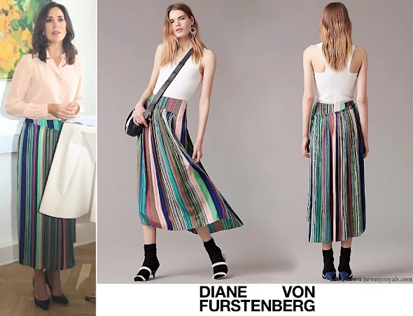 Crown Princess Mary wore Diane Von Furstenberg Tailored Asymmetric Overlay Skirt