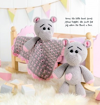 amigurumi baby lovey security blanket hippo crochet pattern