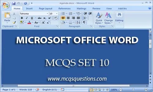 ms word mcqs set 10