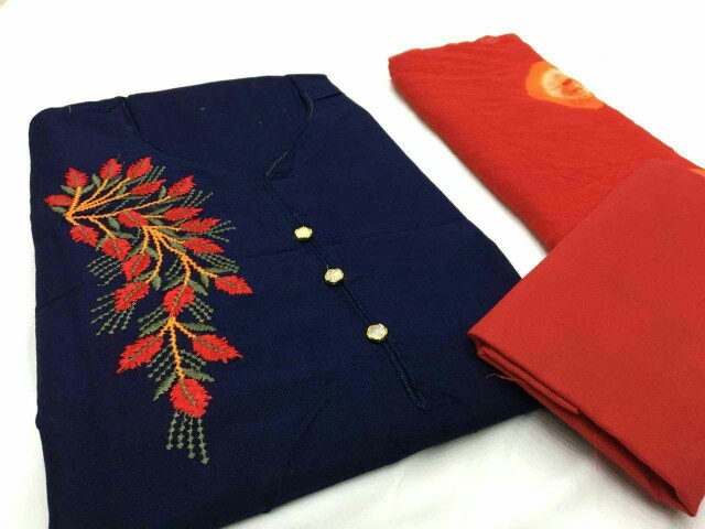 Cotton Embroidery work Dress materials