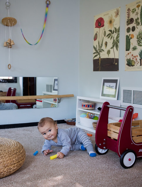 A look at a Montessori movement area for an older baby and making changes in the environment to support the freedom of movement.