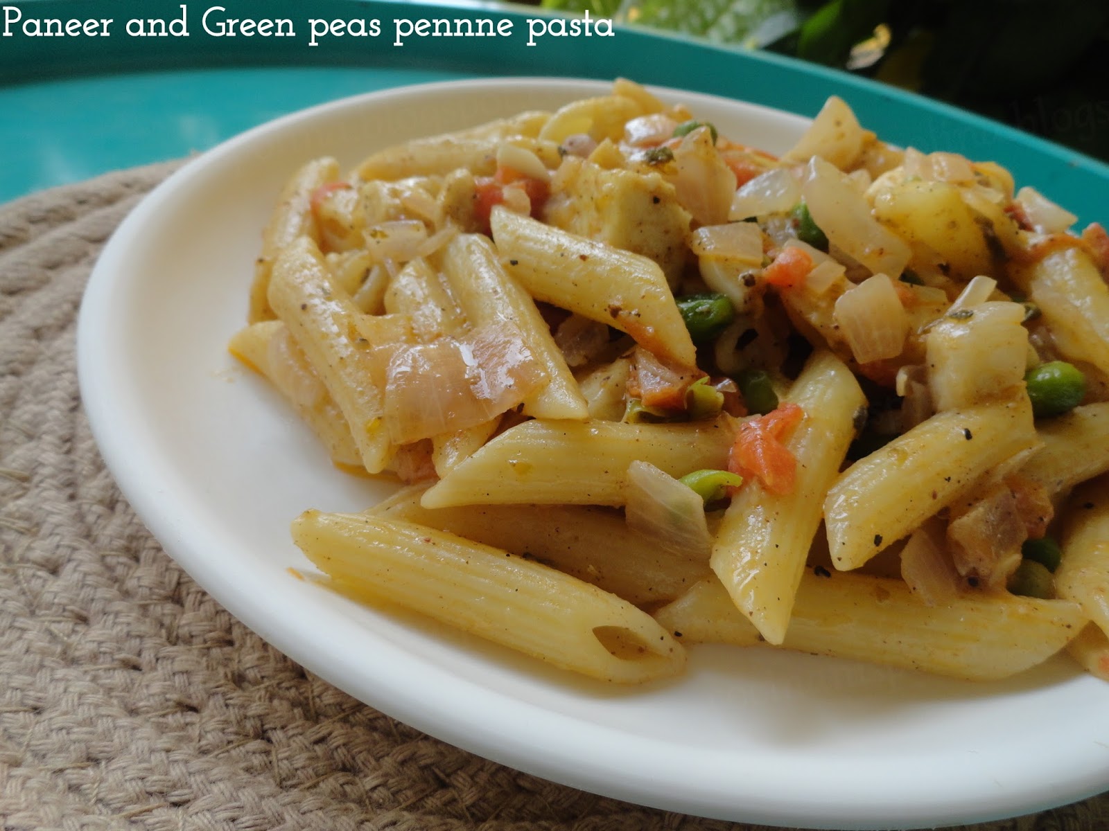 Cocinanispolina {Recipe}Paneer and Green peas penne pasta
