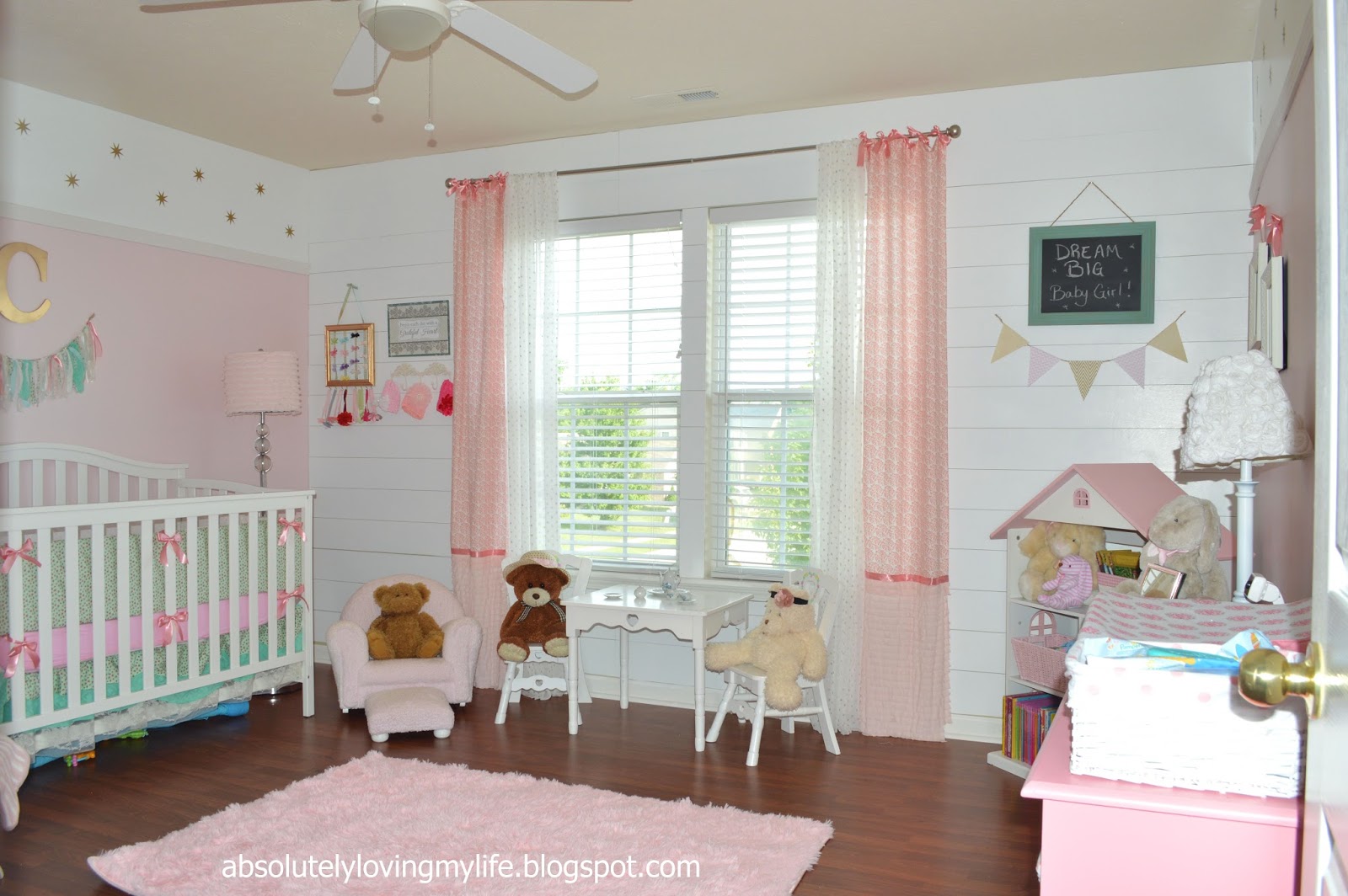 baby pink feature wall