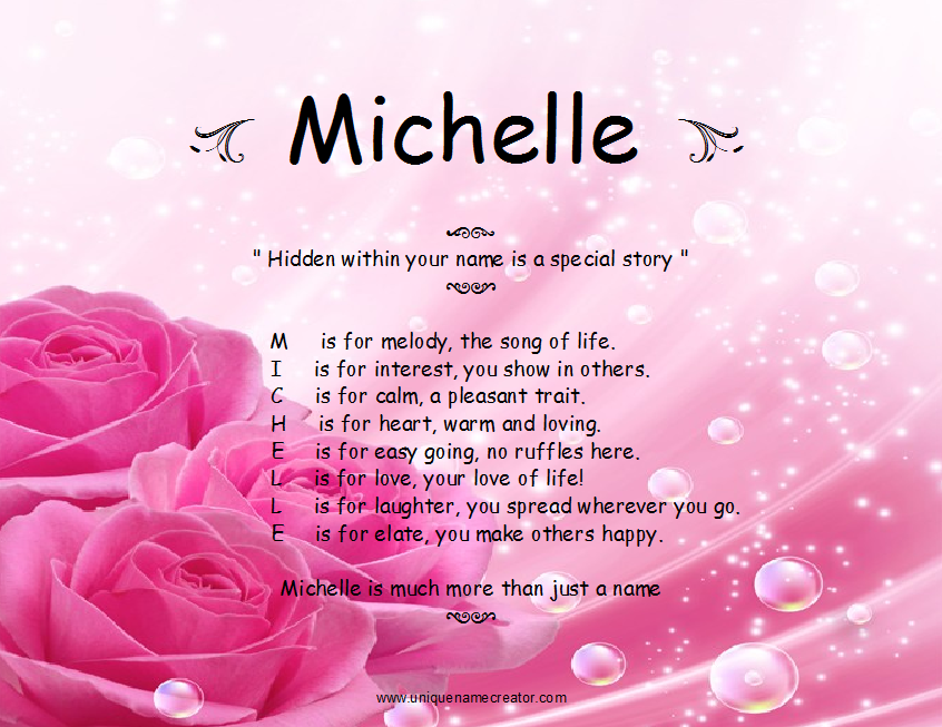 Meaning Of The Female Name Michelle Clipart