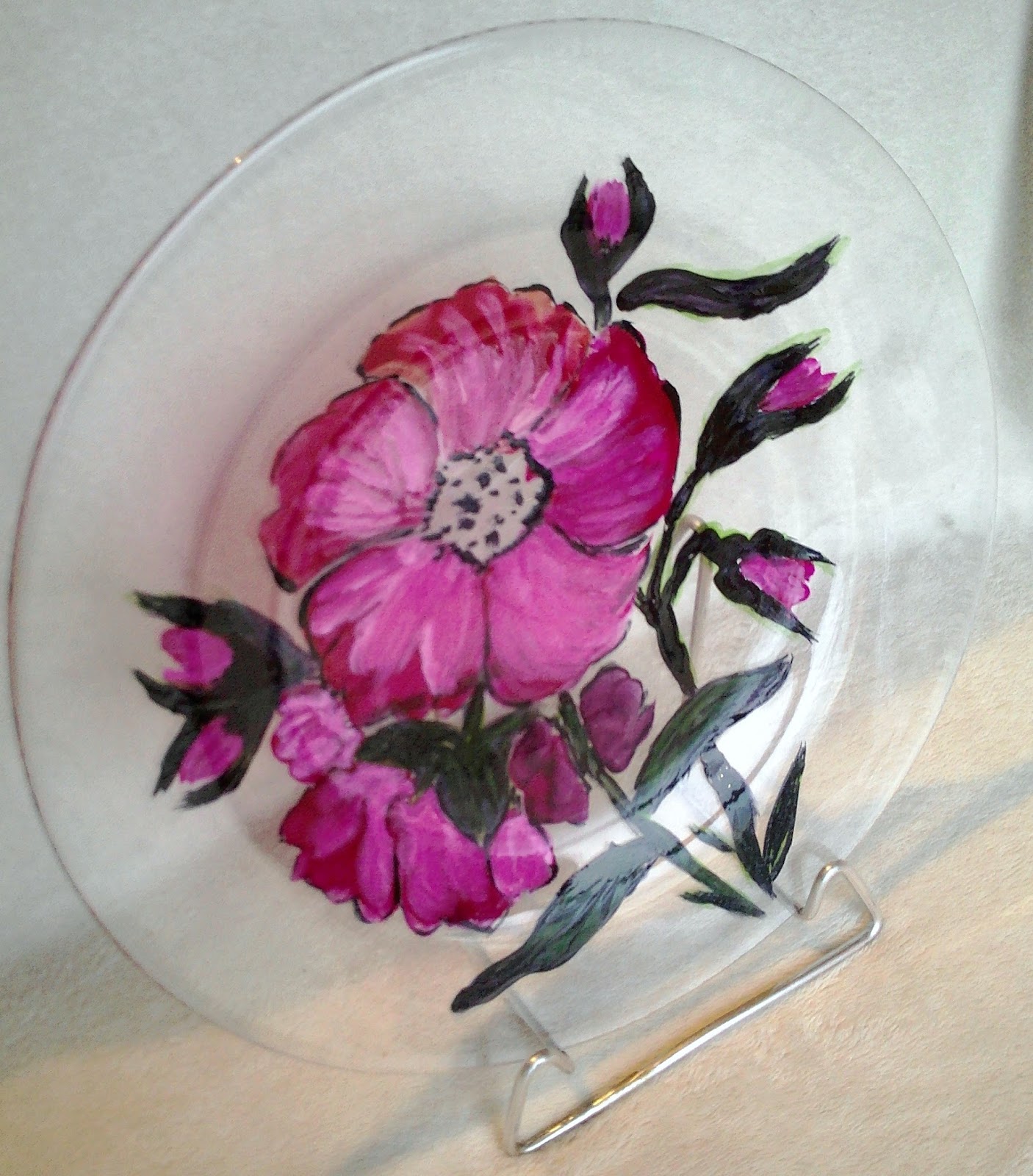 malowanie na szkle kwiaty