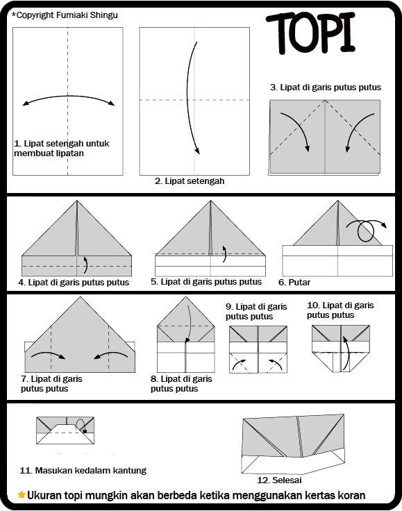 Cara Membuat Origami  TOPI Untuk Anak