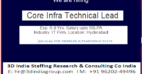 3d India Group I Career Blogger Job Hiring Core Infra Technical