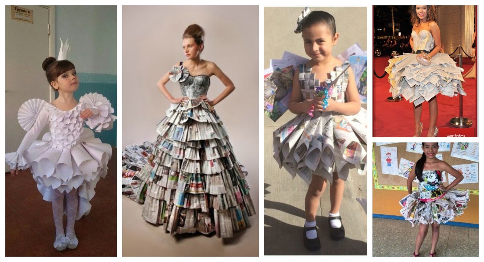 Haz un hermoso vestido para niñas reciclando papel periódico ~ Haz  Manualidades