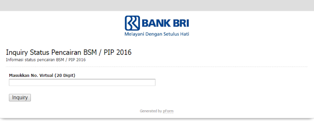 Cek Status Pencairan BSM / PIP 2016 Melalui BRI Website
