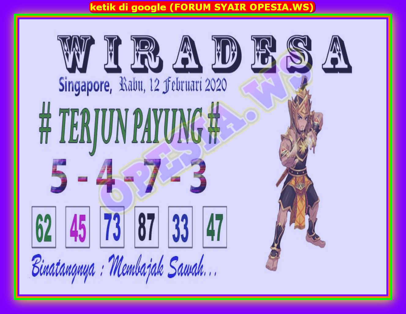 Kode Syair Singapore 12 Februari 2020 Forum Syair Togel Hongkong Singapura Sydney