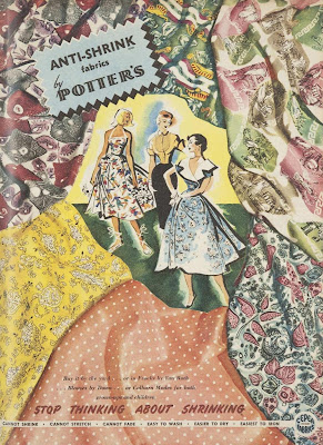 anti-shrink fabric ad from the 1950s