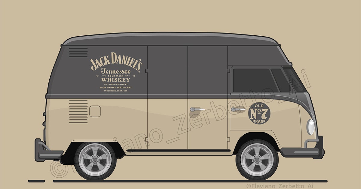 KombiT1 Jack Daniels VW T1 Flat Design