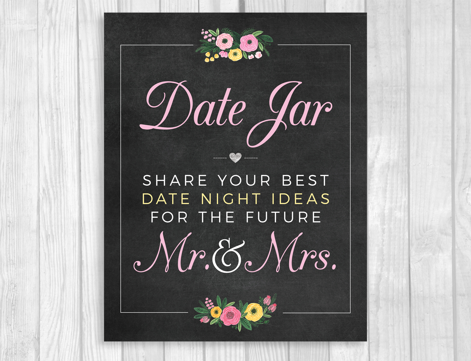 Day Jar Printable Bridal Shower Chalkboard Signal with Crimson photograph regarding Date Night Jar Printable identify Day Jar Printable Bridal Shower Chalkboard Indication with Purple