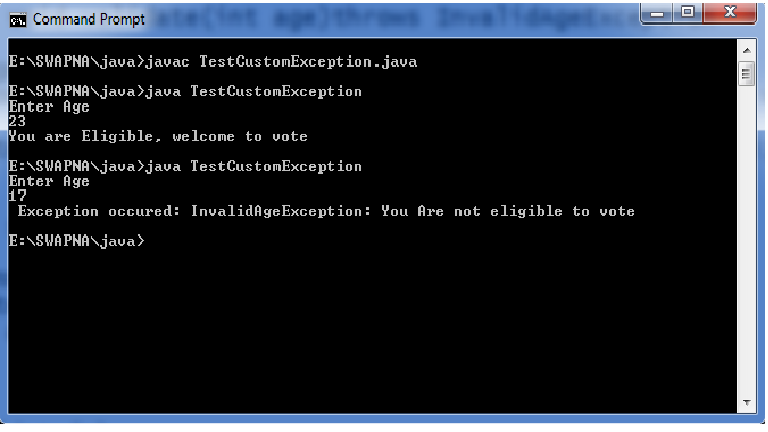 SWAPNA MEDIKONDA: Write a JAVA program for creation of user defined ...