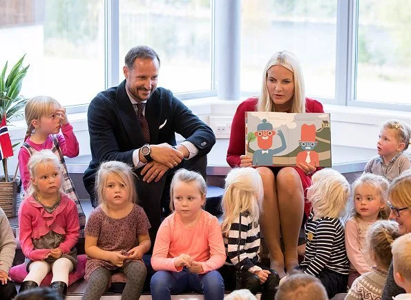 Crown Prince Haakon of Norway and his wife Princess Mette-Marit visited a kindergarten in Grong