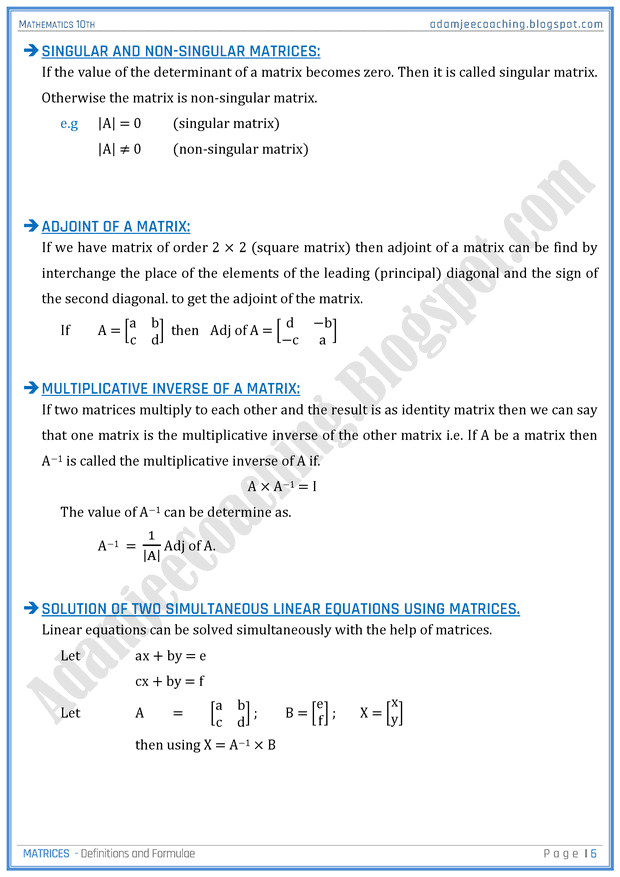 matrices-definitions-and-formulae-mathematics-10th