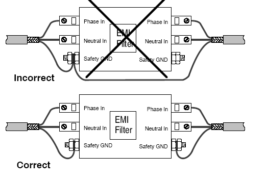 EMI Filter Correct Wiring