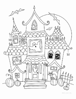 Printable halloween coloring pages: Printable Halloween Haunted House