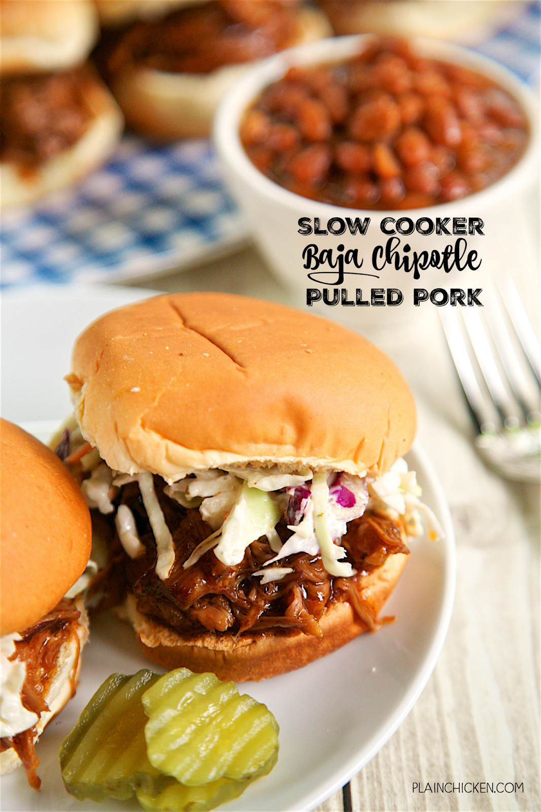 Slow Cooker Baja Chipotle Pulled Pork Plain Chicken