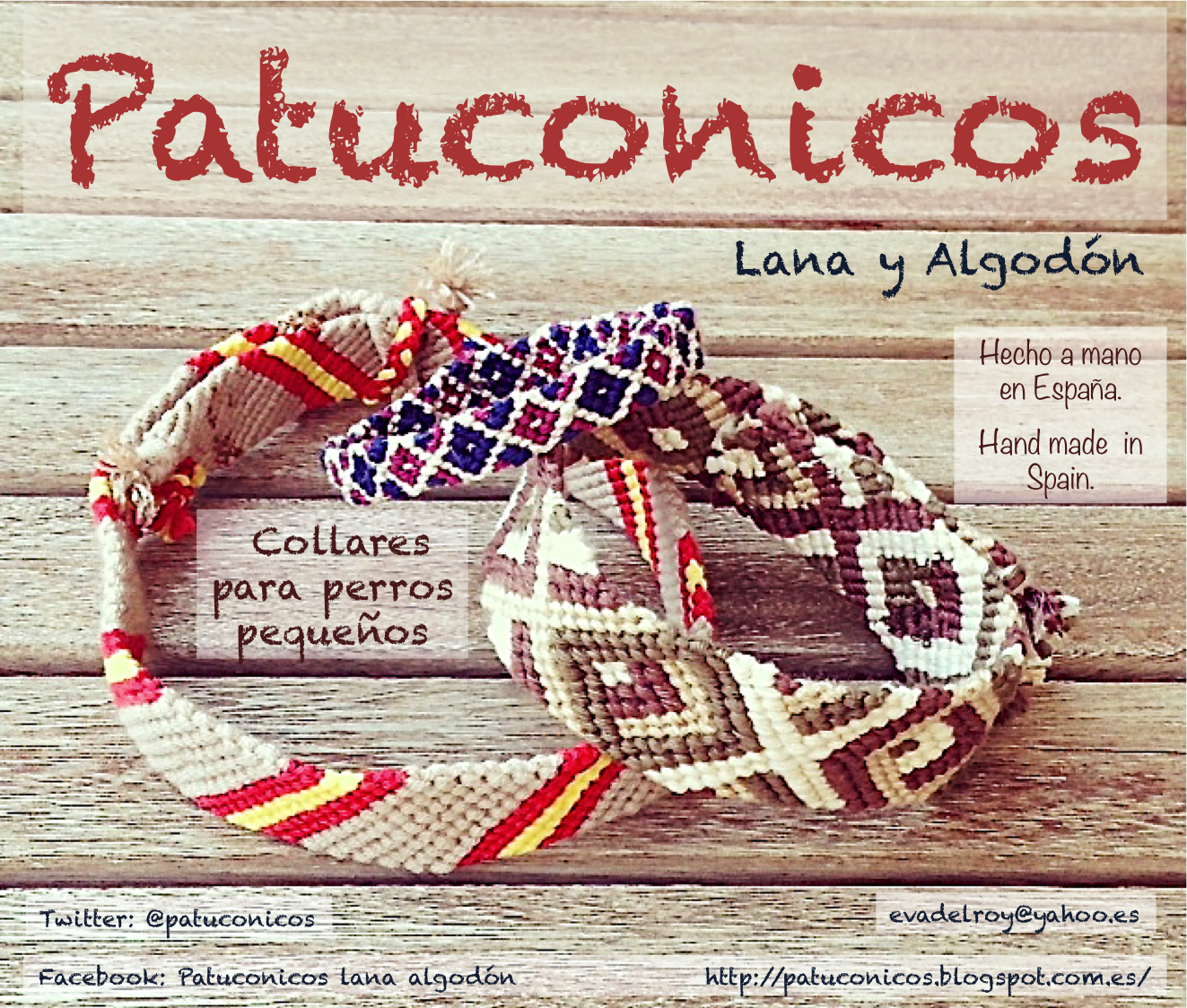 y Algodón. Hecho a mano: Pulseras y Patucos bebés, Elegantes, Collares para perros pequeños hechos a mano nudos de macramé