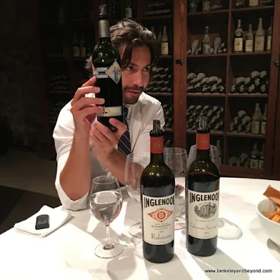 Sebastian Pacheco leads tasting at Inglenook winery in Rutherford, California