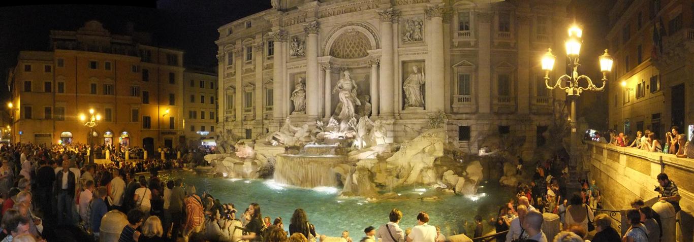 trevi fountain, rome italy, at night