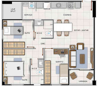Apartamentos de 3 quartos com duas suítes. Três quartos com 3 quartos com duas suítes sendo uma reversível
