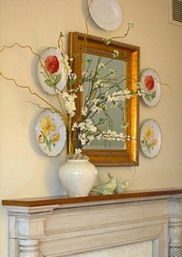 Spring decorations for the fireplace mantel