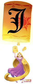 Abecedario de Rapunzel con Lámparas. Rapunzel with Flying Lanterns Alphabet.