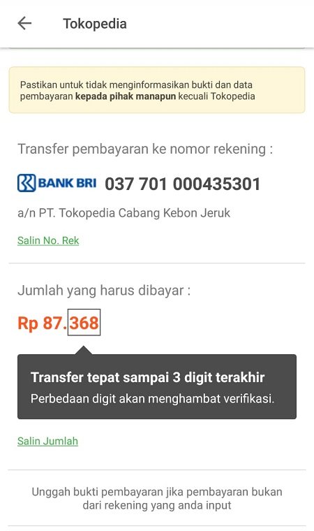 Tutorial Di Tokopedia Pembayaran