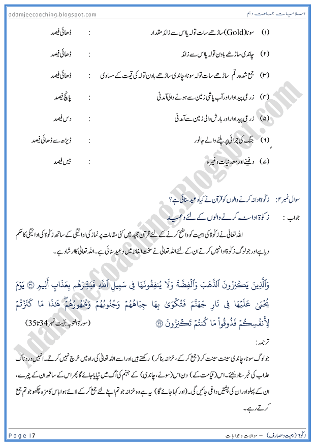 zakat-farziat-ahmiyat-aur-masarif-islamiat-10th-