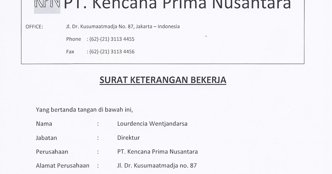 Contoh Surat Keterangan Kerja Buat Kuliah Contoh Surat