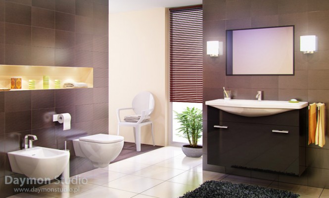 Diseño de Baños Modernos Beige y Chocolate | Ideas para decorar