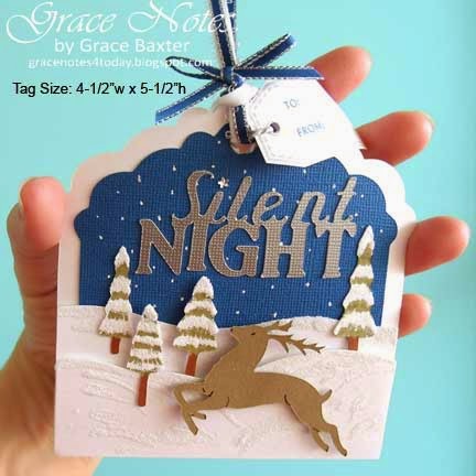 Silent Night gift tag showing size