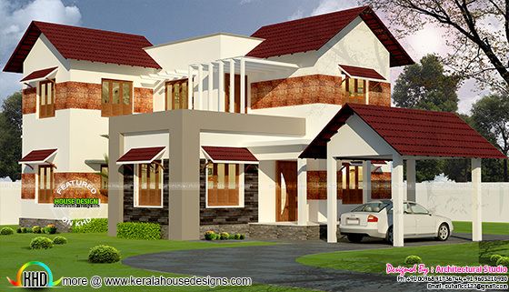 4 bedroom sloping roof mix modern home