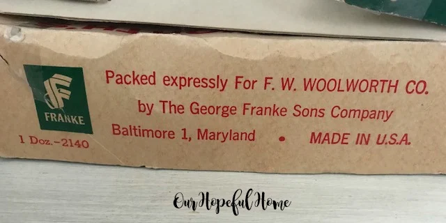 F.W. Woolworth George Franke Sons Company Baltimore Maryland Made in USA