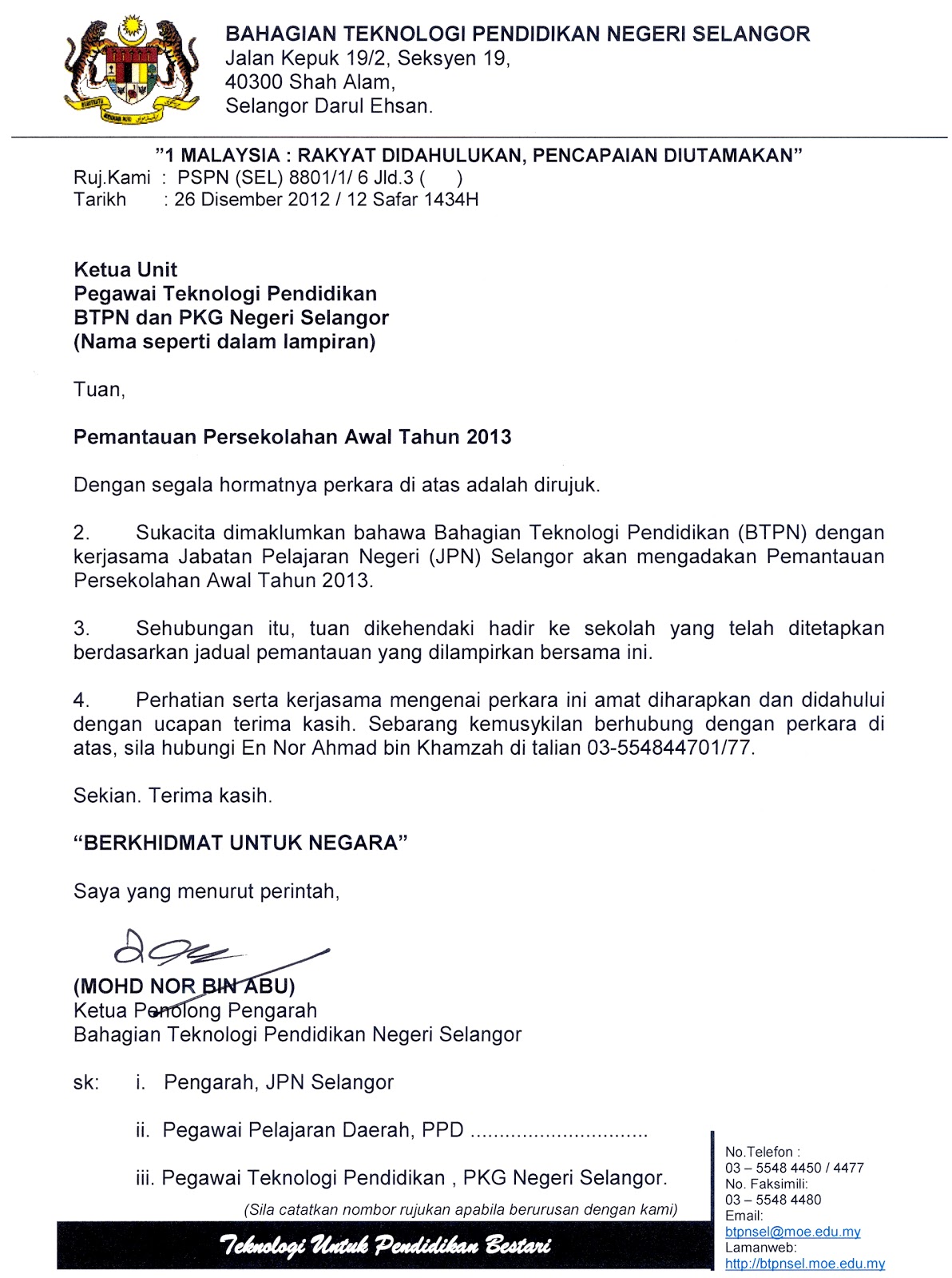 Contoh Surat Rasmi Bank - Contoh O