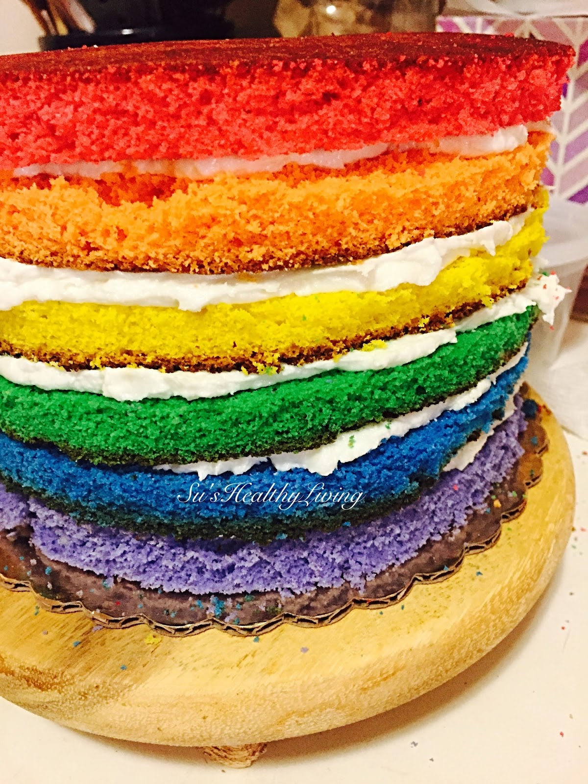 Su's Healthy Living Rainbow Cake from scratch!