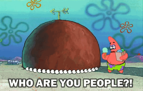 Patrick 'Who Are You People?!' Spongebob gif